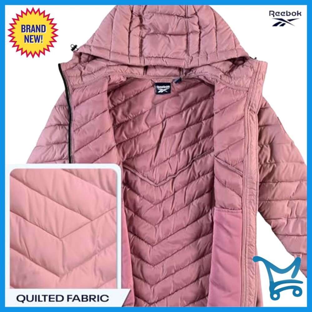 Midweight Quilted Puffer Jacket Full Zip Hooded Winter Coat Women's Outerwear - Picture 4 of 7